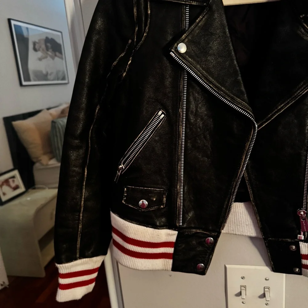 Anine Bing Quinlan Distressed Leather Moto Jacket - Picture 7 of 13
